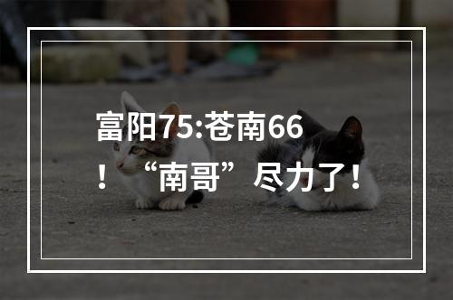富阳75:苍南66！“南哥”尽力了！