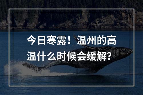 今日寒露！温州的高温什么时候会缓解？