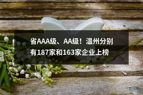 省AAA级、AA级！温州分别有187家和163家企业上榜