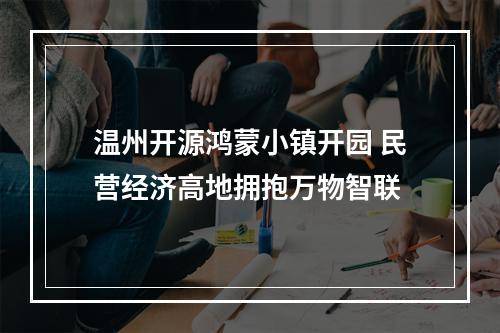 温州开源鸿蒙小镇开园 民营经济高地拥抱万物智联