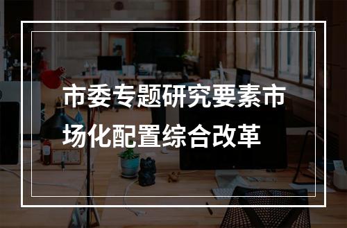 市委专题研究要素市场化配置综合改革