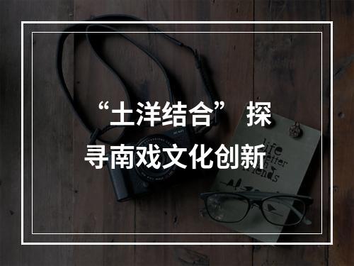 “土洋结合” 探寻南戏文化创新