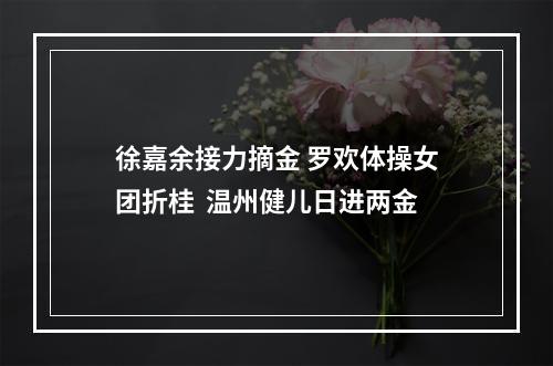 徐嘉余接力摘金 罗欢体操女团折桂  温州健儿日进两金