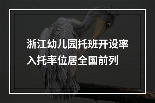 浙江幼儿园托班开设率入托率位居全国前列