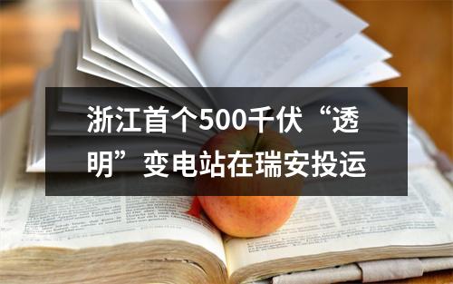 浙江首个500千伏“透明”变电站在瑞安投运