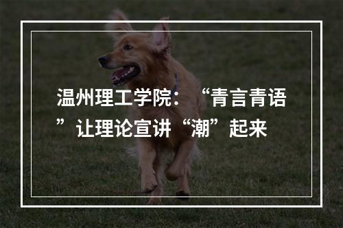 温州理工学院：“青言青语”让理论宣讲“潮”起来