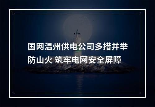 国网温州供电公司多措并举防山火 筑牢电网安全屏障