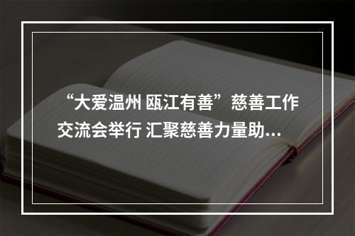 “大爱温州 瓯江有善”慈善工作交流会举行 汇聚慈善力量助力共同富裕