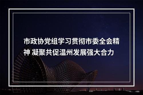 市政协党组学习贯彻市委全会精神 凝聚共促温州发展强大合力