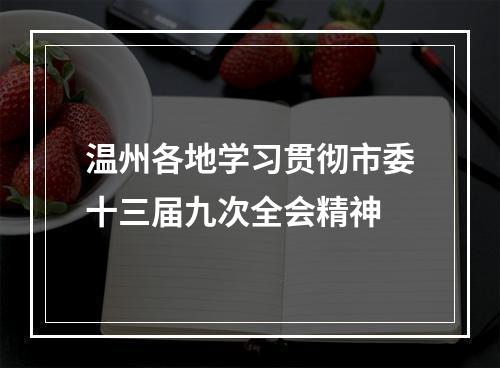 温州各地学习贯彻市委十三届九次全会精神