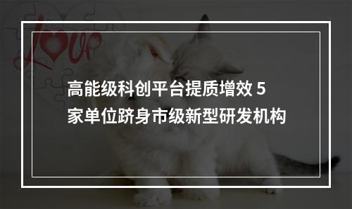 高能级科创平台提质增效 5家单位跻身市级新型研发机构