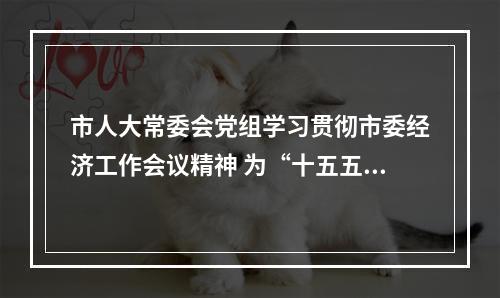 市人大常委会党组学习贯彻市委经济工作会议精神 为“十五五”开好局贡献人大力量