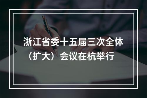 浙江省委十五届三次全体（扩大）会议在杭举行