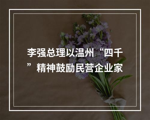 李强总理以温州“四千”精神鼓励民营企业家