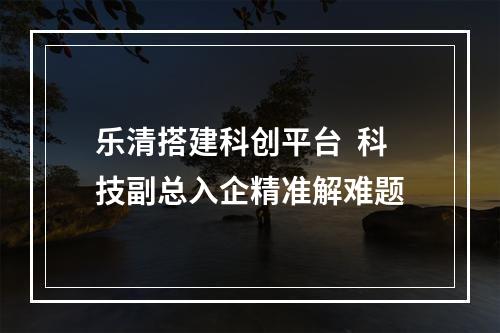 乐清搭建科创平台  科技副总入企精准解难题