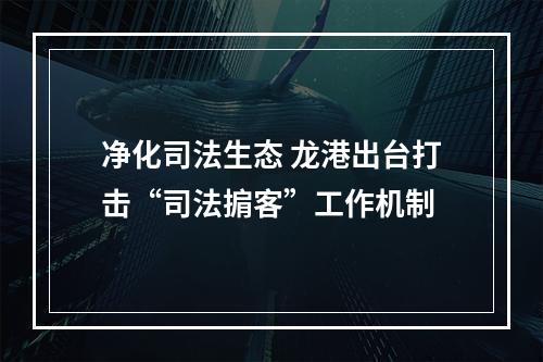 净化司法生态 龙港出台打击“司法掮客”工作机制