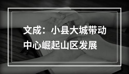 文成：小县大城带动中心崛起山区发展