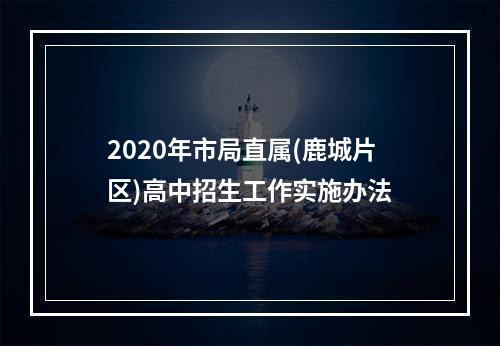 2020年市局直属(鹿城片区)高中招生工作实施办法