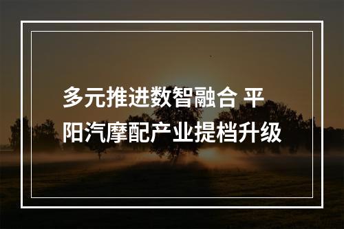 多元推进数智融合 平阳汽摩配产业提档升级