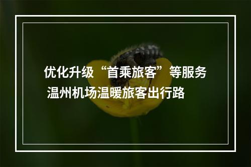 优化升级“首乘旅客”等服务 温州机场温暖旅客出行路
