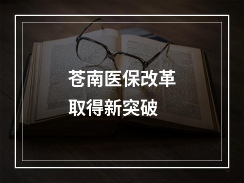 苍南医保改革取得新突破