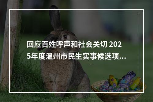 回应百姓呼声和社会关切 2025年度温州市民生实事候选项目出炉