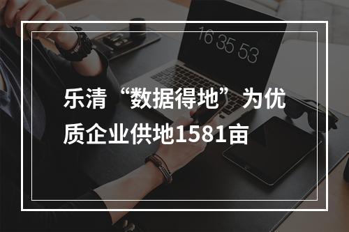 乐清“数据得地”为优质企业供地1581亩