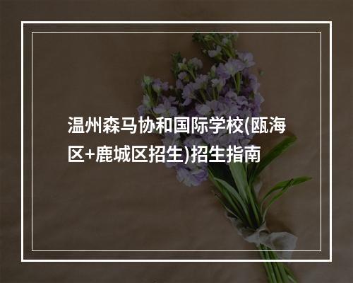 温州森马协和国际学校(瓯海区+鹿城区招生)招生指南
