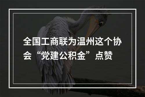 全国工商联为温州这个协会“党建公积金”点赞