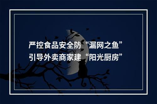 严控食品安全防“漏网之鱼” 引导外卖商家建“阳光厨房”