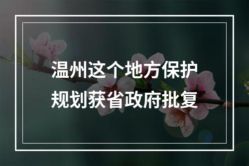 温州这个地方保护规划获省政府批复