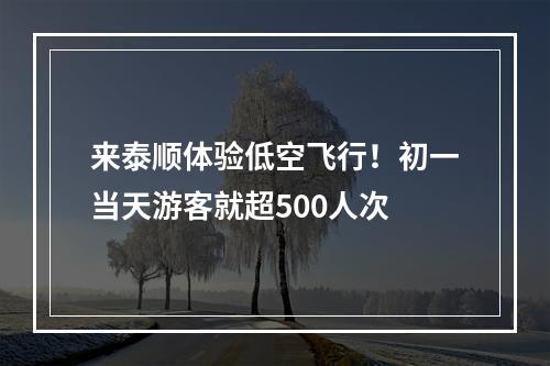 来泰顺体验低空飞行！初一当天游客就超500人次