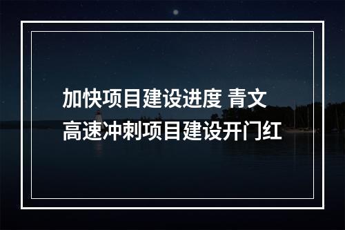 加快项目建设进度 青文高速冲刺项目建设开门红