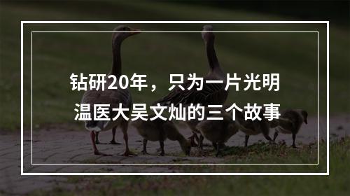 钻研20年，只为一片光明 温医大吴文灿的三个故事