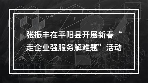 张振丰在平阳县开展新春“走企业强服务解难题”活动