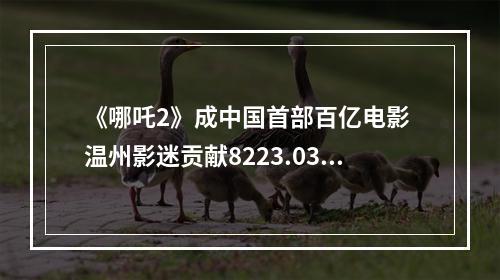 《哪吒2》成中国首部百亿电影 温州影迷贡献8223.03万元票房