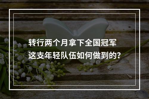 转行两个月拿下全国冠军 这支年轻队伍如何做到的？