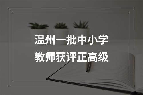 温州一批中小学教师获评正高级