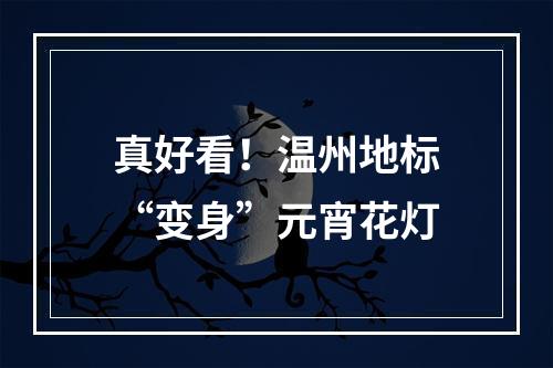 真好看！温州地标“变身”元宵花灯