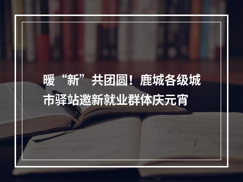 暖“新”共团圆！鹿城各级城市驿站邀新就业群体庆元宵