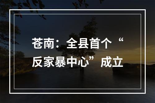 苍南：全县首个“反家暴中心”成立