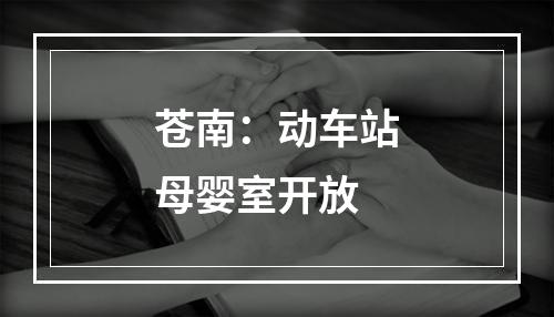 苍南：动车站母婴室开放