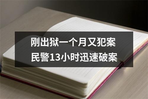刚出狱一个月又犯案 民警13小时迅速破案