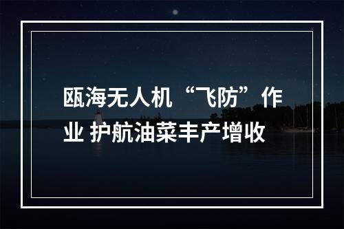 瓯海无人机“飞防”作业 护航油菜丰产增收