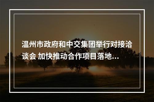 温州市政府和中交集团举行对接洽谈会 加快推动合作项目落地生根