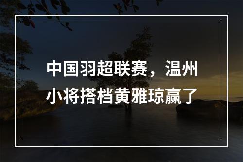 中国羽超联赛，温州小将搭档黄雅琼赢了