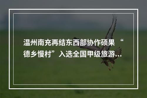 温州南充再结东西部协作硕果 “德乡慢村”入选全国甲级旅游民宿名单