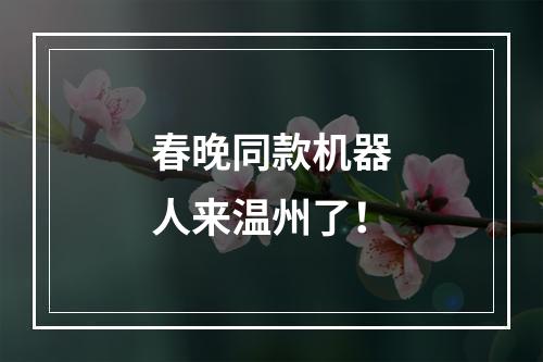 春晚同款机器人来温州了！