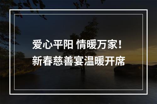 爱心平阳 情暖万家！新春慈善宴温暖开席