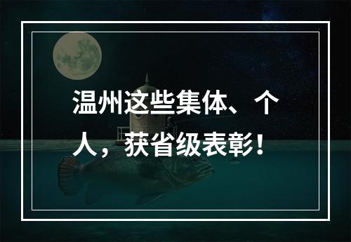 温州这些集体、个人，获省级表彰！